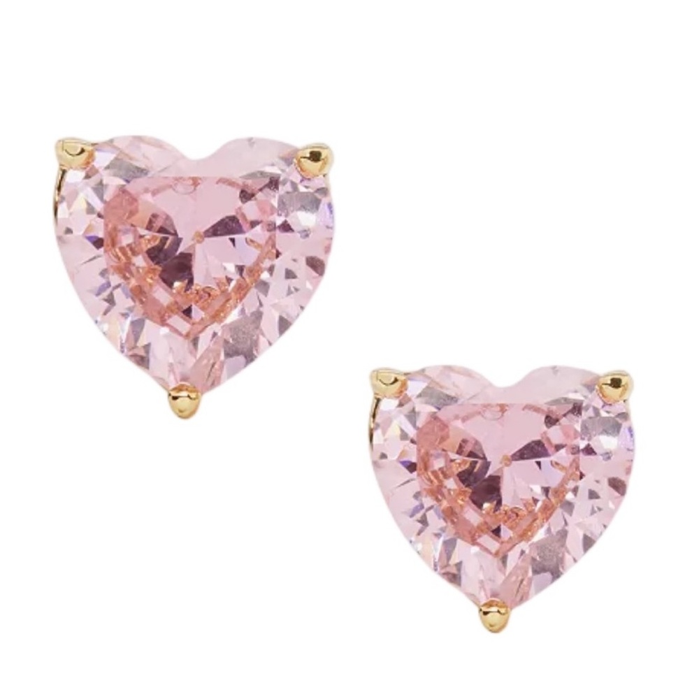 New Kate Spade Gold-Tone Stone Heart Stud Earrings - Picture 2 of 9